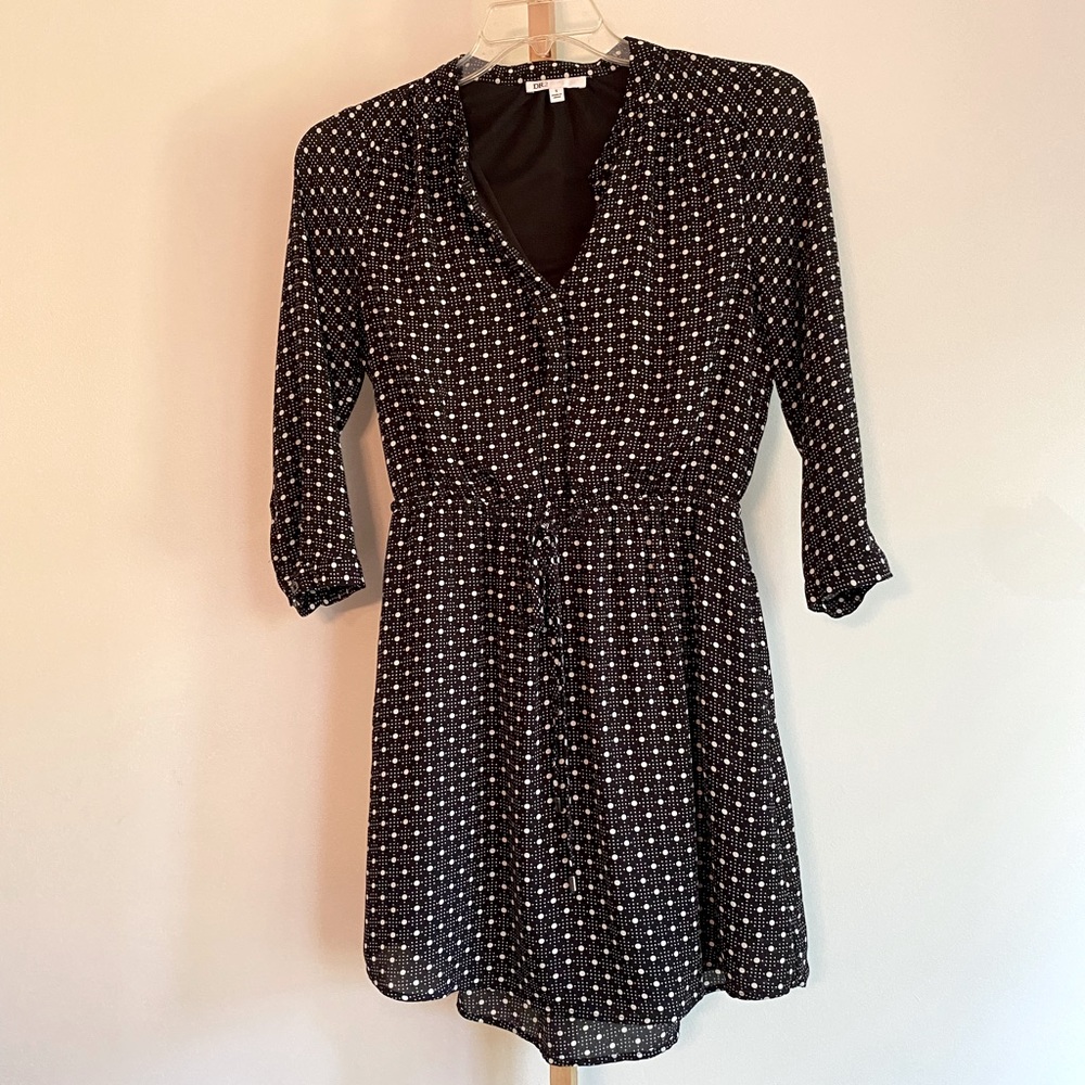 DR2 polka dot black and white long-sleeved dress